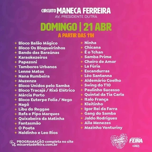 Imagem ilustrativa da imagem Prefeitura de Feira divulga programação completa da Micareta 2024