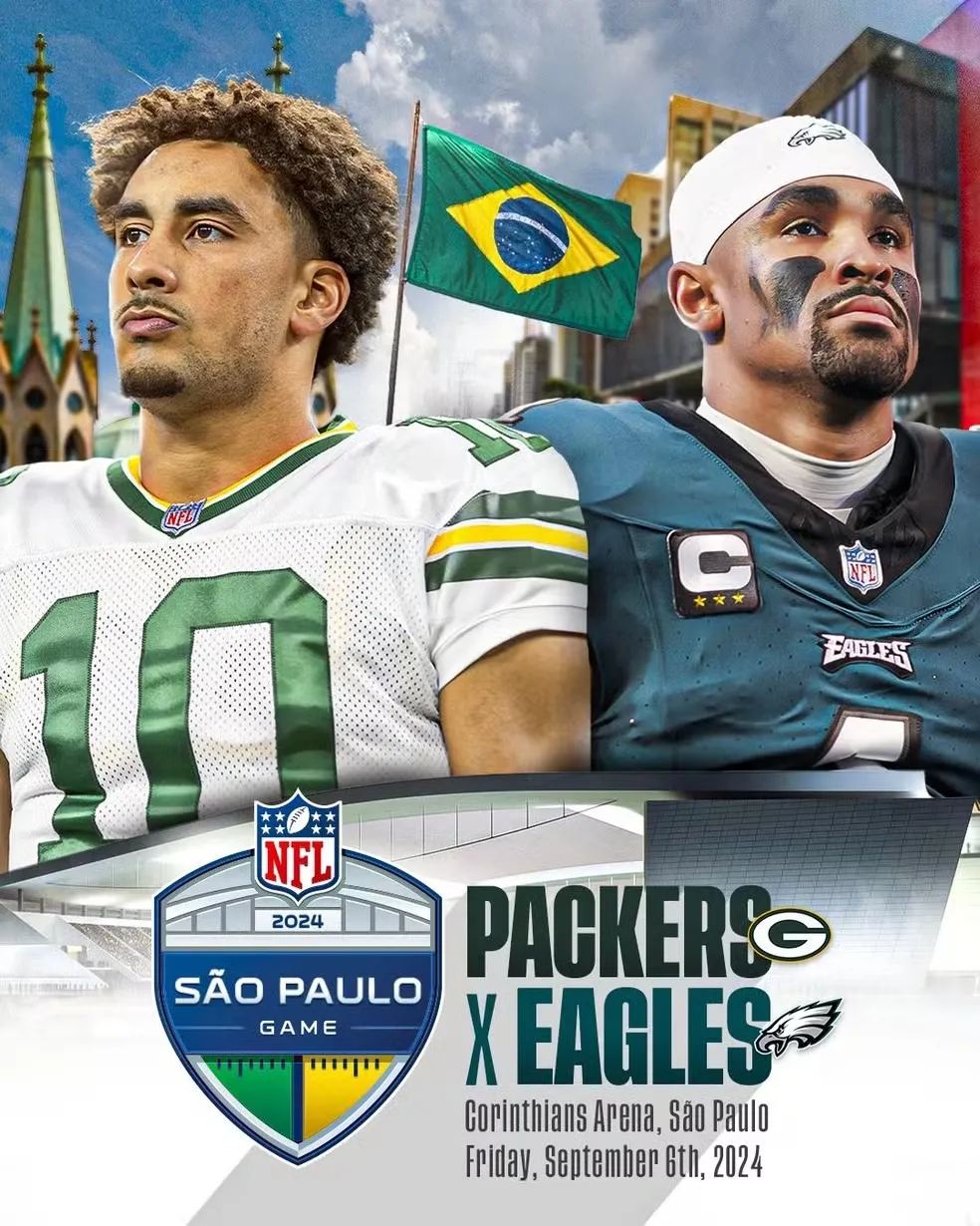 Philadelphia Eagles vai enfrentar o Green Bay Packers, no dia 6 de setembro, na Neo Química Arena, estádio do Corinthians