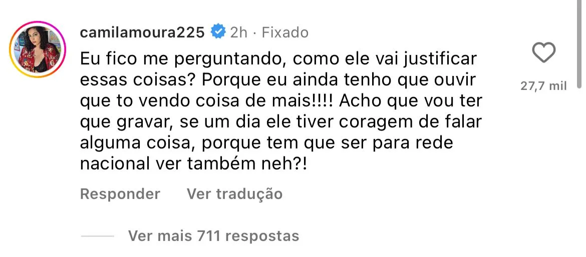 Camila decidiu por um ponto final na relação com Lucas