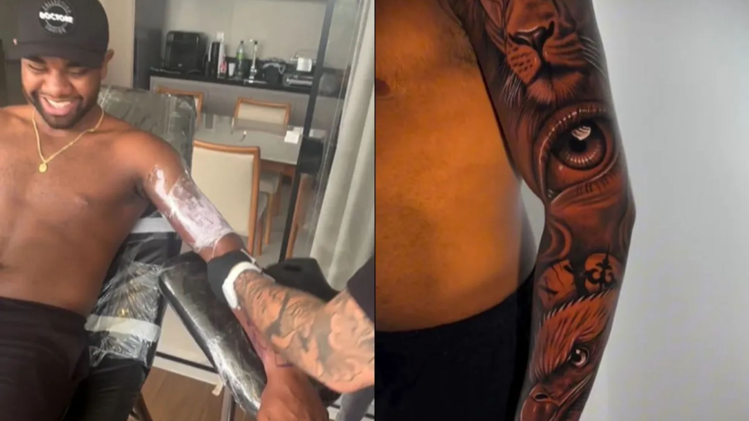 Davi fechou o braço esquerdo com tatuagens