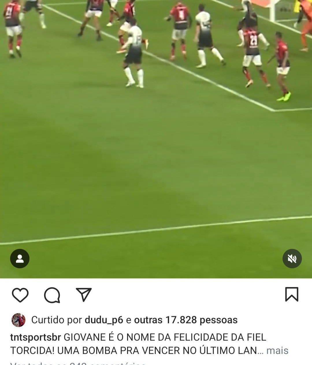 Dudu curtiu postagem sobre gol do Corinthians