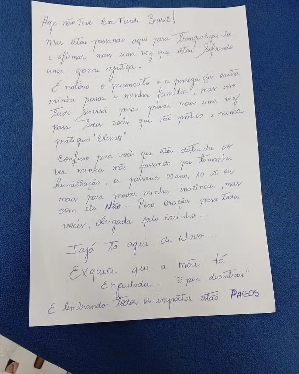 É a segunda carta aberta que Deolane escreve desde que foi presa