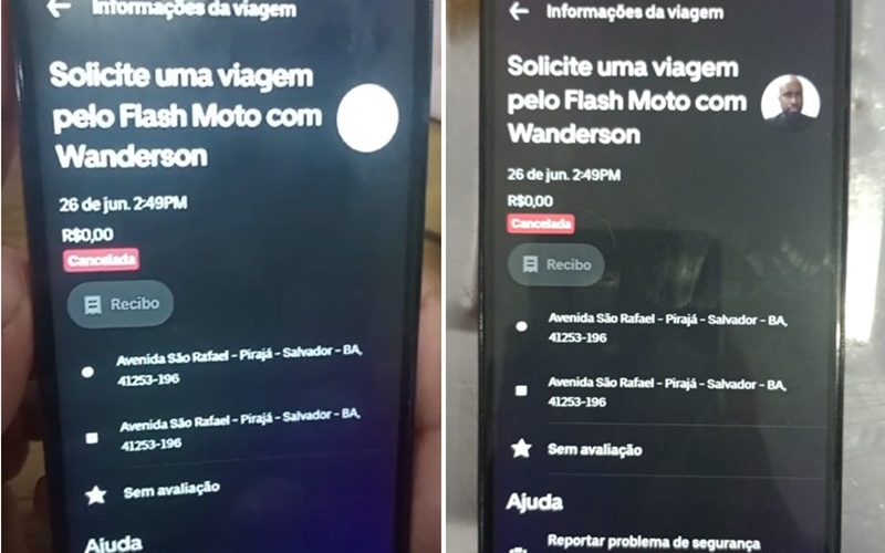 Corrida foi cancelada momentos após os produtos serem entregues ao motoboy