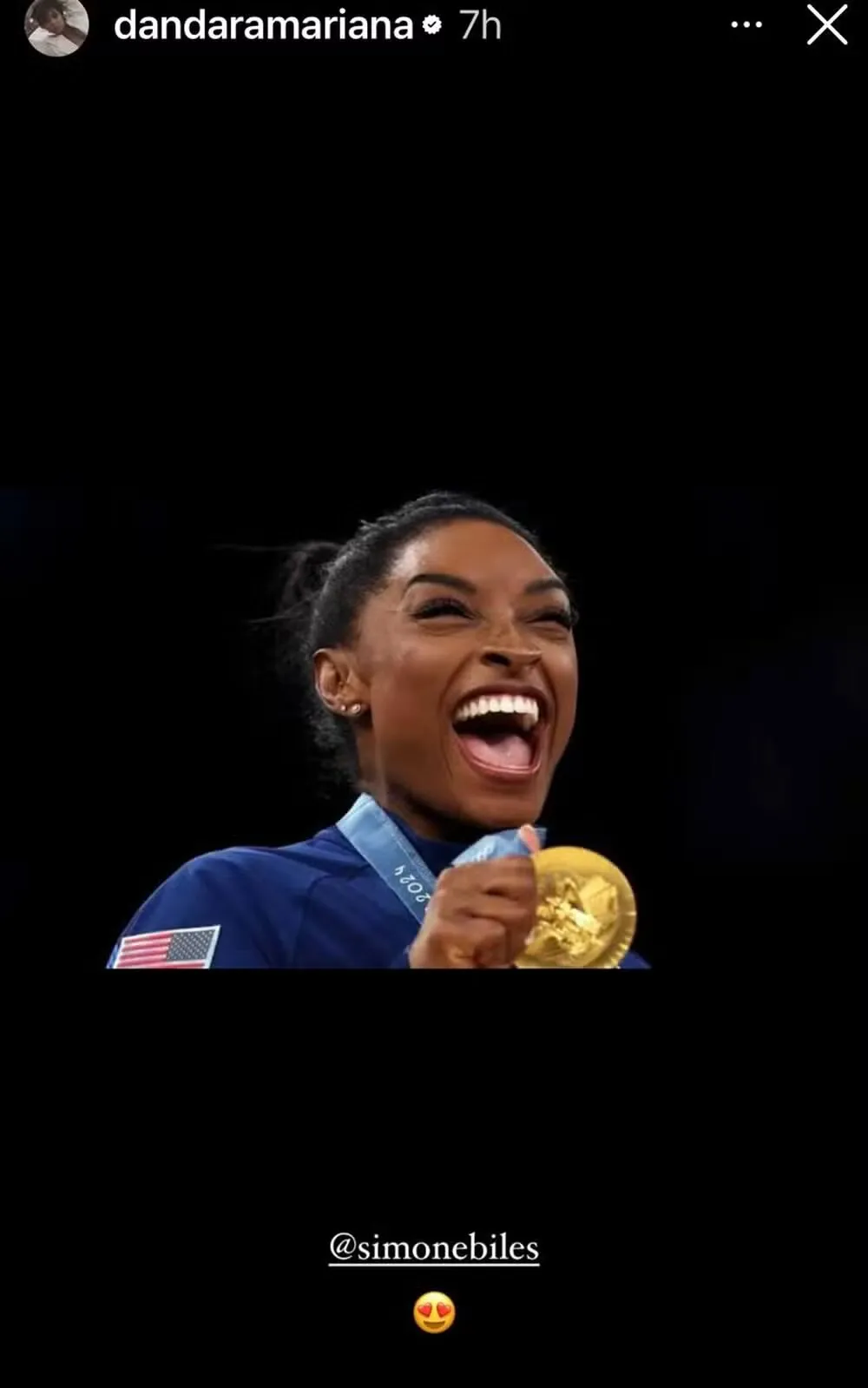 Só Simone Biles recebeu a atenção da atriz