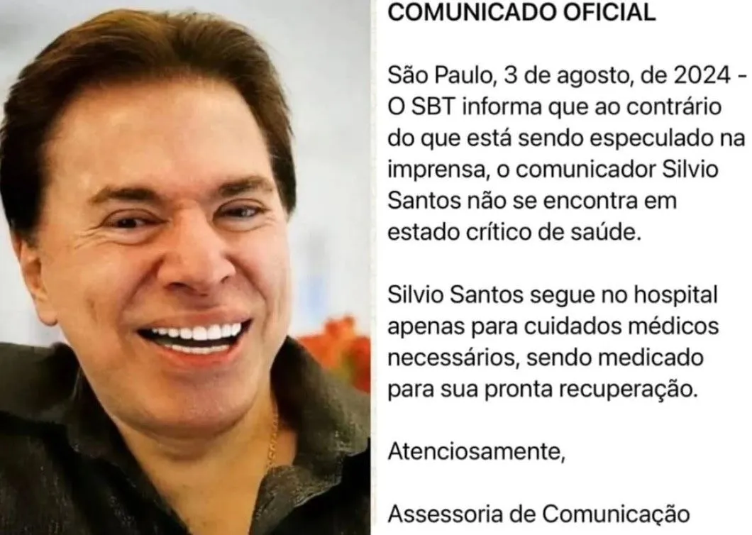 Imagem ilustrativa da imagem Filha de Silvio Santos revela o real estado de saúde do apresentador