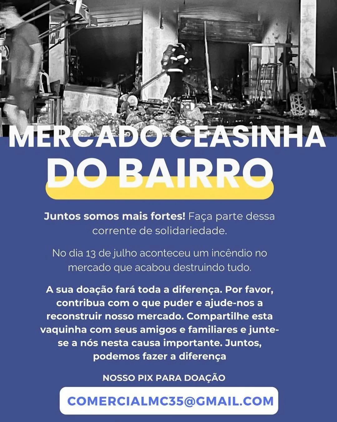 Imagem ilustrativa da imagem Incêndio no mercado Ceasinha deixa trabalhadores devastados: "Tristeza"