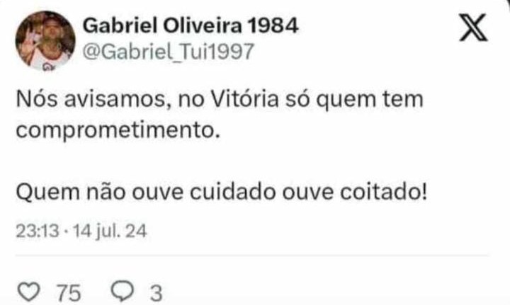 Gabriel Oliveira é presidente da Torcida Uniformizada Os Imbatíveis