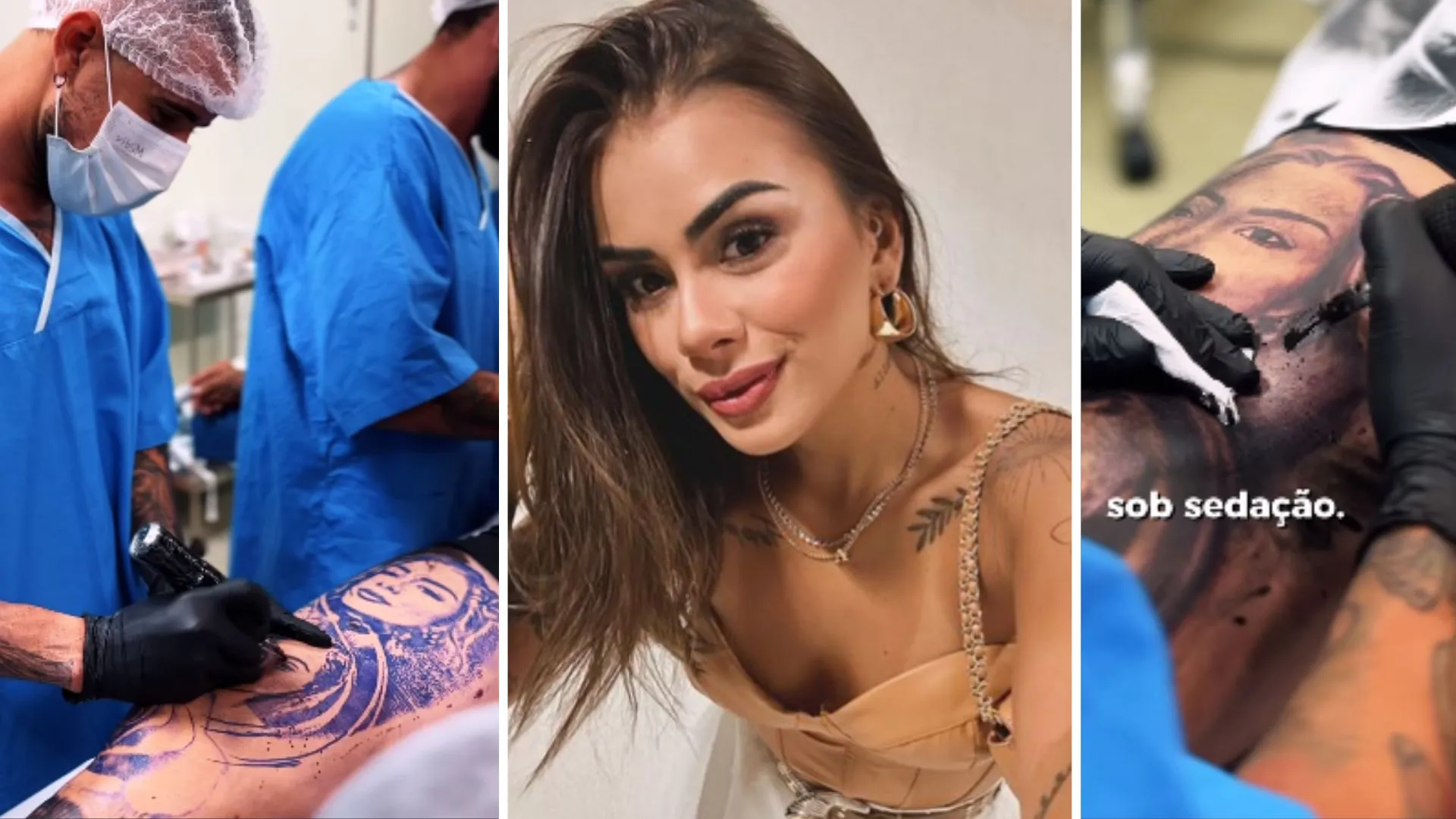 Kannário tatuou o rosto de Joana na perna