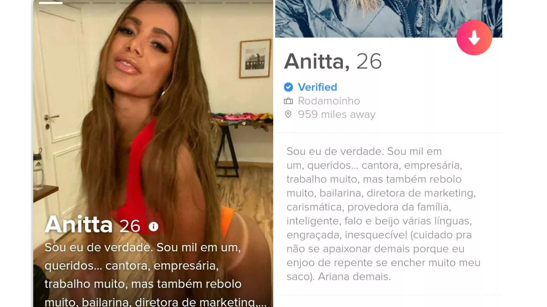 Anitta causou alvoroço no Tinder