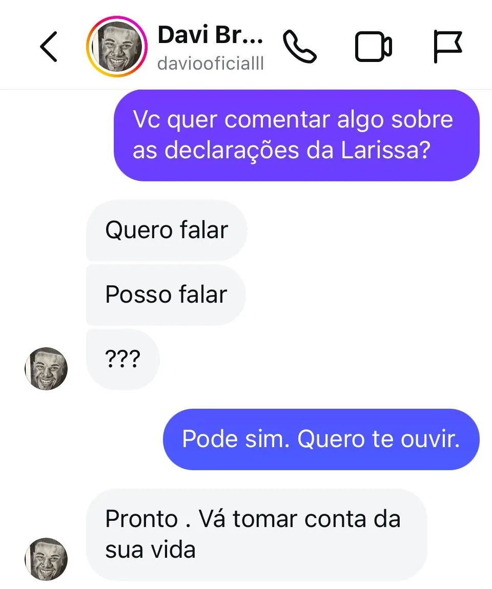 Davi sugeriu que o repórter fosse cuidar da vida dele