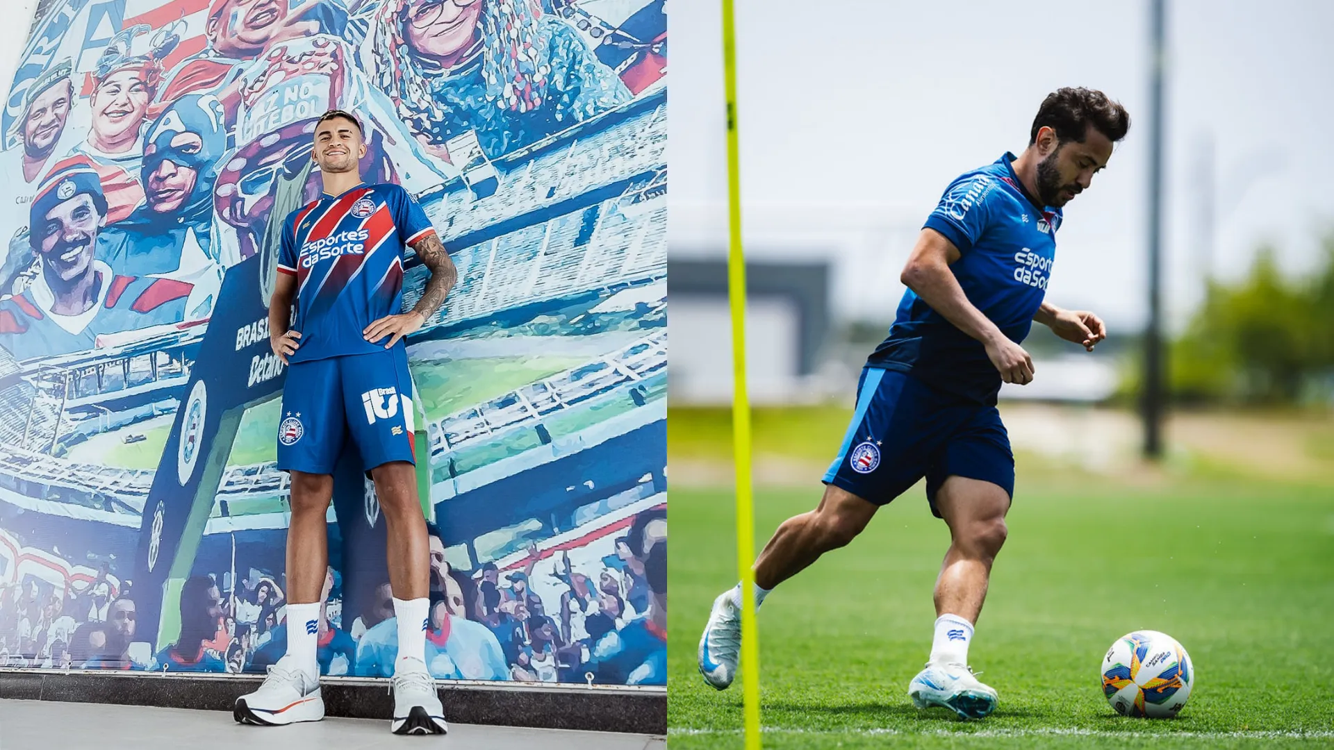 Rodrigo Nestor e Everton Ribeiro com a camisa do Bahia