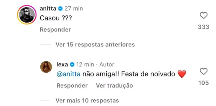 Interação entre Anitta e Lexa