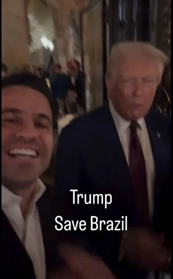 Imagem ilustrativa da imagem Pablo Marçal encontra Trump e pede para presidente “salvar” o Brasil