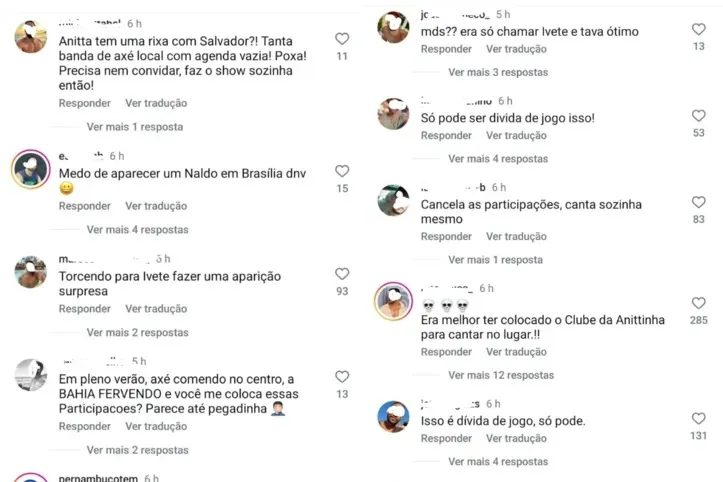 Fãs de Anitta reclamam de convidados