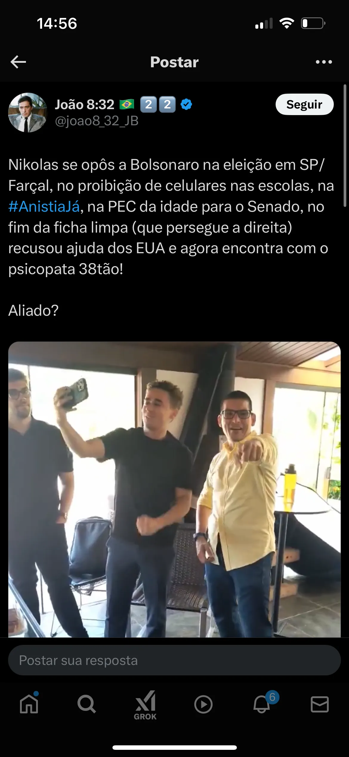 Imagem ilustrativa da imagem Bolsonaristas ‘pegam ar’ com Nikolas Ferreira por foto com crítico de Bolsonaro