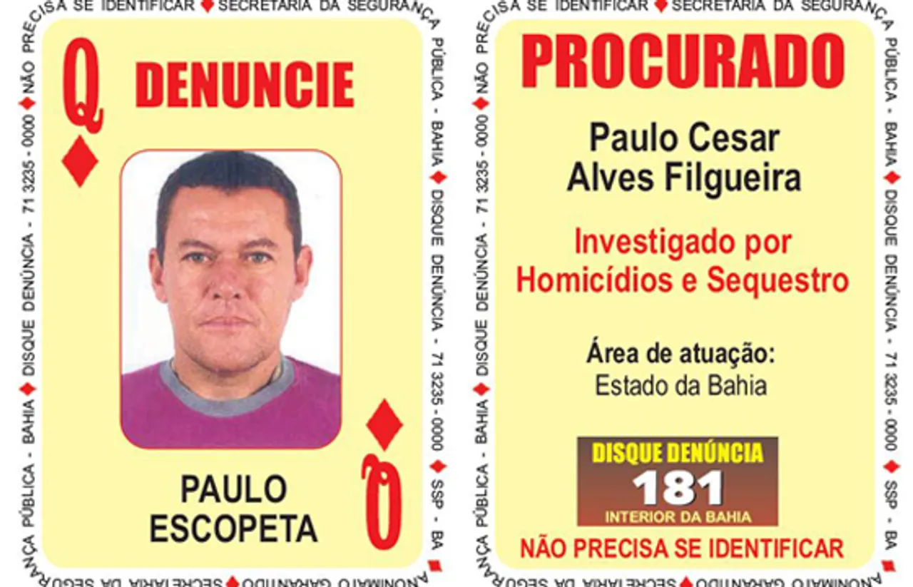 Escopeta era figurava como Dama
de Ouro no Baralho do Crime