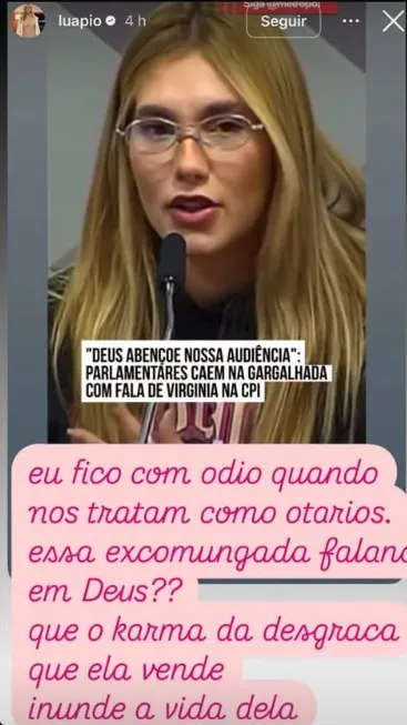 Imagem ilustrativa da imagem Sem papas: Luana Piovani detona Virginia Fonseca e rebate Zé Felipe