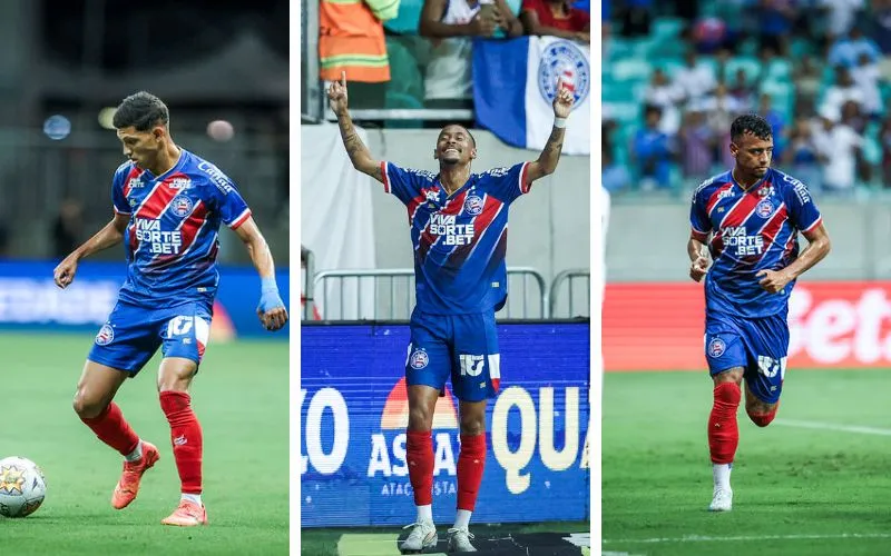 Erick Pulga, Ademir e Luciano Rodríguez, trio de ataque do Bahia