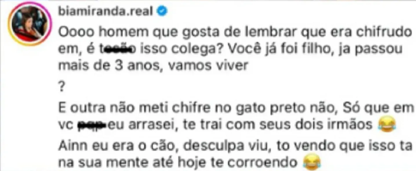 Imagem ilustrativa da imagem Com os dois irmãos: Bia Miranda confessa ter traído ex-noivo