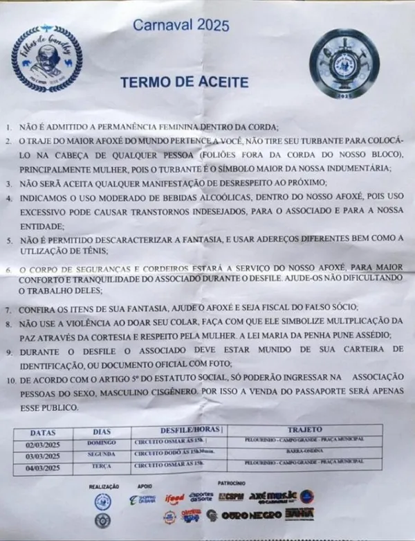 Imagem ilustrativa da imagem Filhos de Gandhy: novo acordo permite desfile de homens trans no bloco