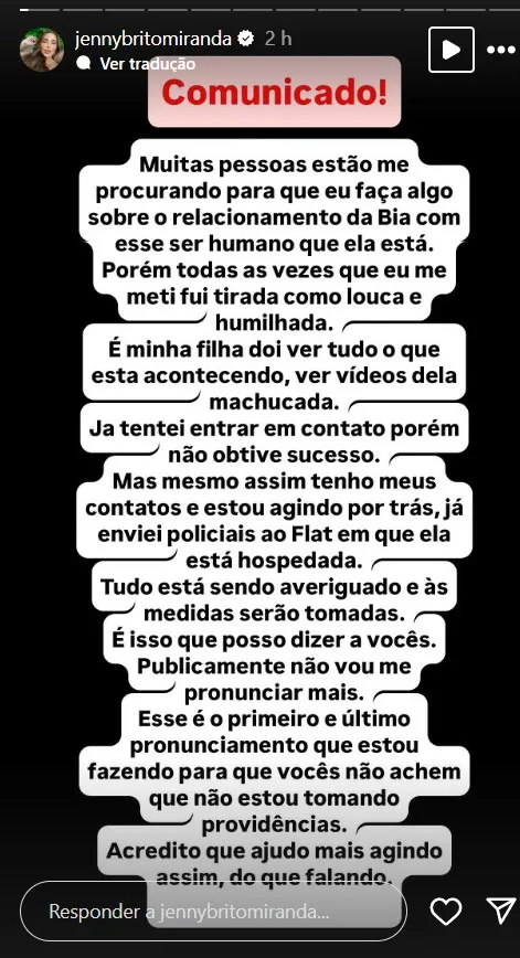 Imagem ilustrativa da imagem Jenny Miranda sai em defesa de Bia e ataca Gato Preto por agressões