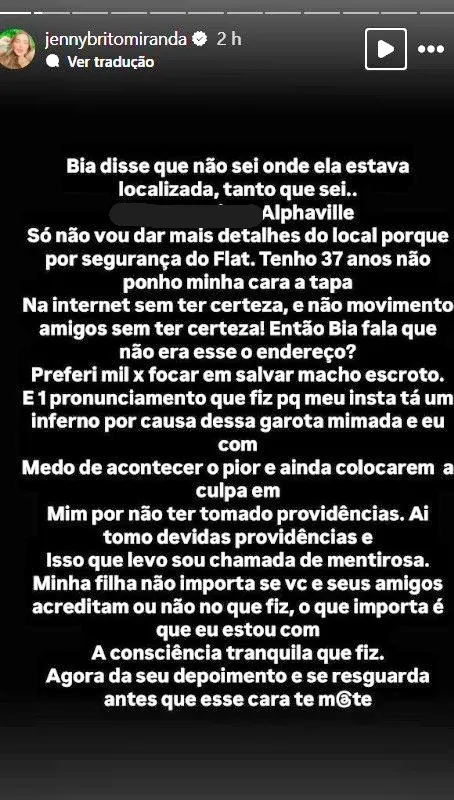 Imagem ilustrativa da imagem Jenny Miranda sai em defesa de Bia e ataca Gato Preto por agressões