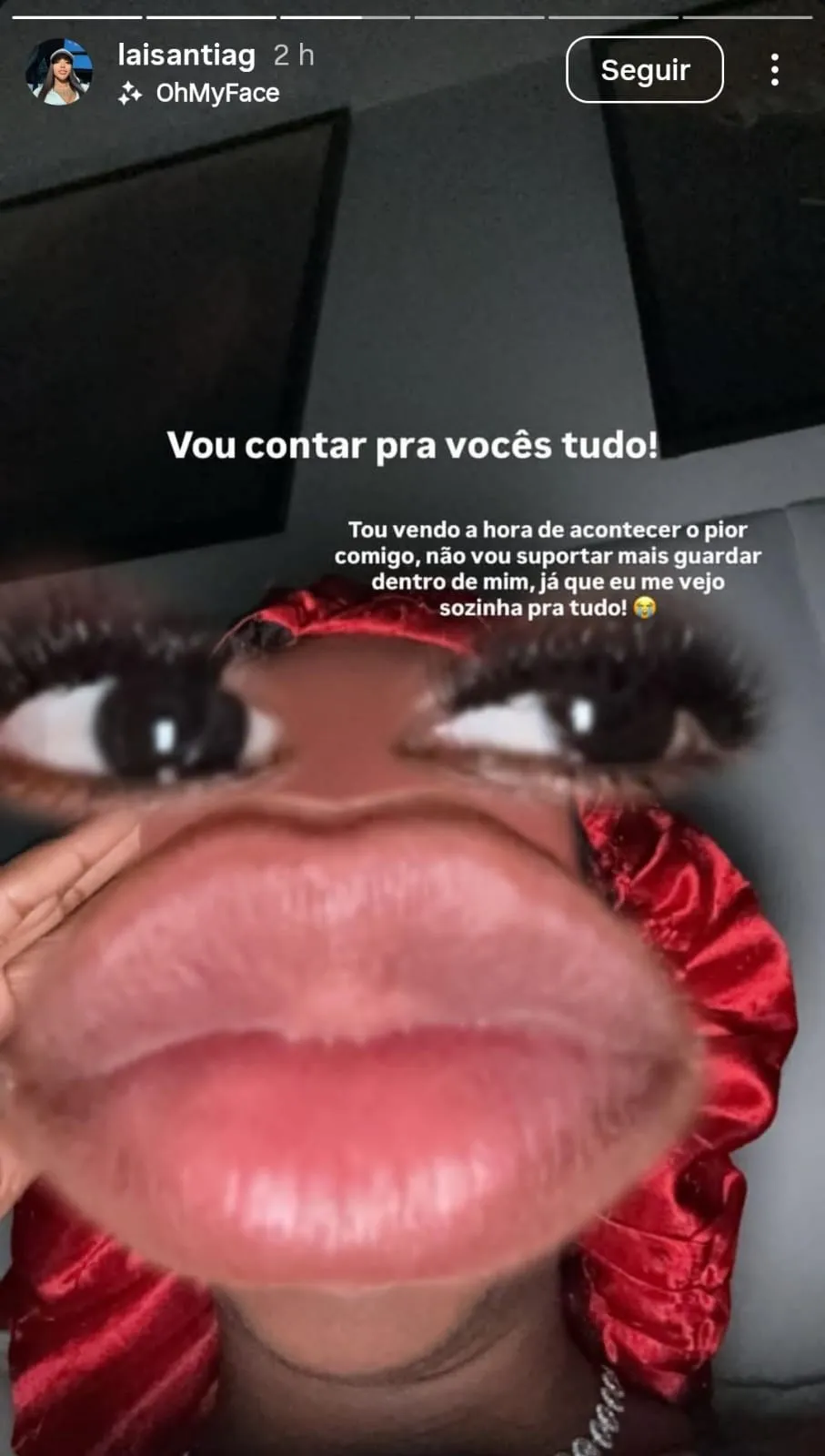 Imagem ilustrativa da imagem Laís Santiago pede perdão à mãe e diz que teme acontecer o pior
