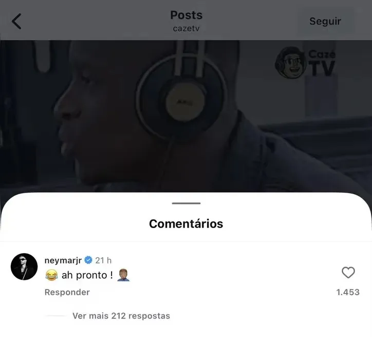 Neymar não curtiu a opinião de Luiz Henrique