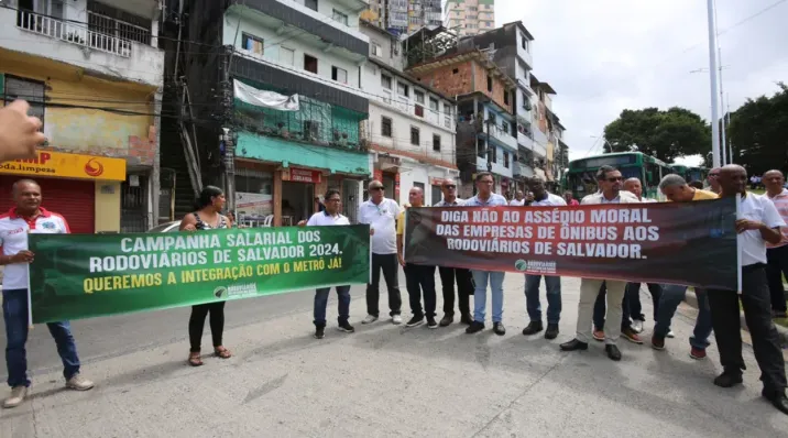 Manifestação dos rodoviários durante estado de greve em 2024