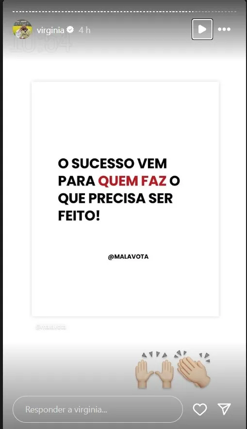 Imagem ilustrativa da imagem Virgínia manda indireta para atriz Carol Castro após críticas