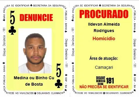 Imagem ilustrativa da imagem Binho C* de Bosta e mais três entram no Baralho do Crime da SSP