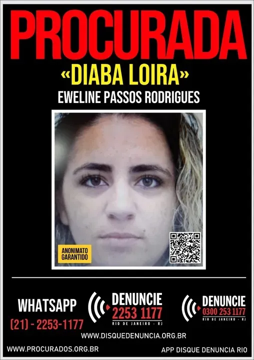 Disque Denúncia da Polícia Civil divulgou um cartaz de procurada