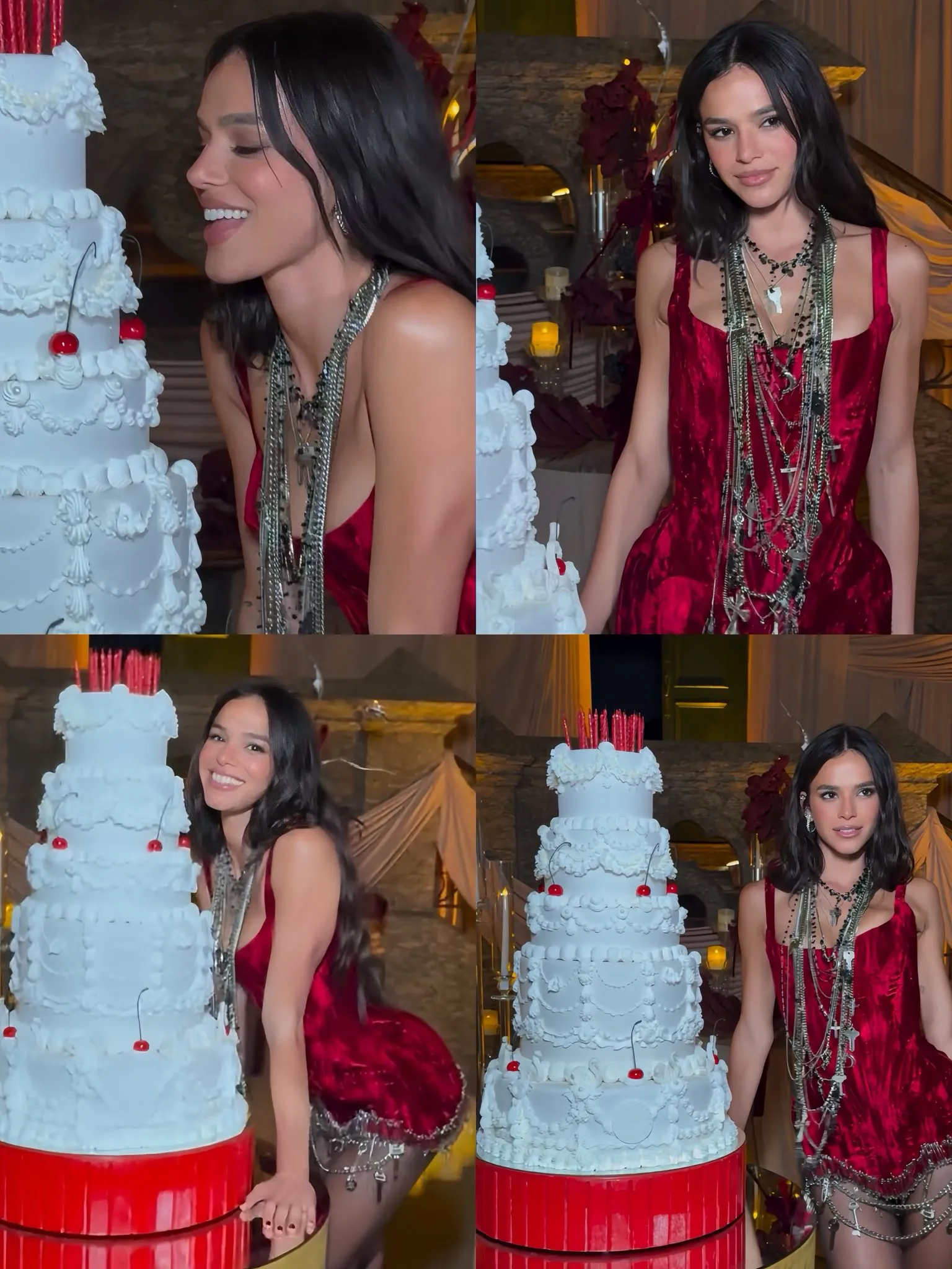 Imagem ilustrativa da imagem Bruna Marquezine brilha com três looks em festa de 30 anos; veja