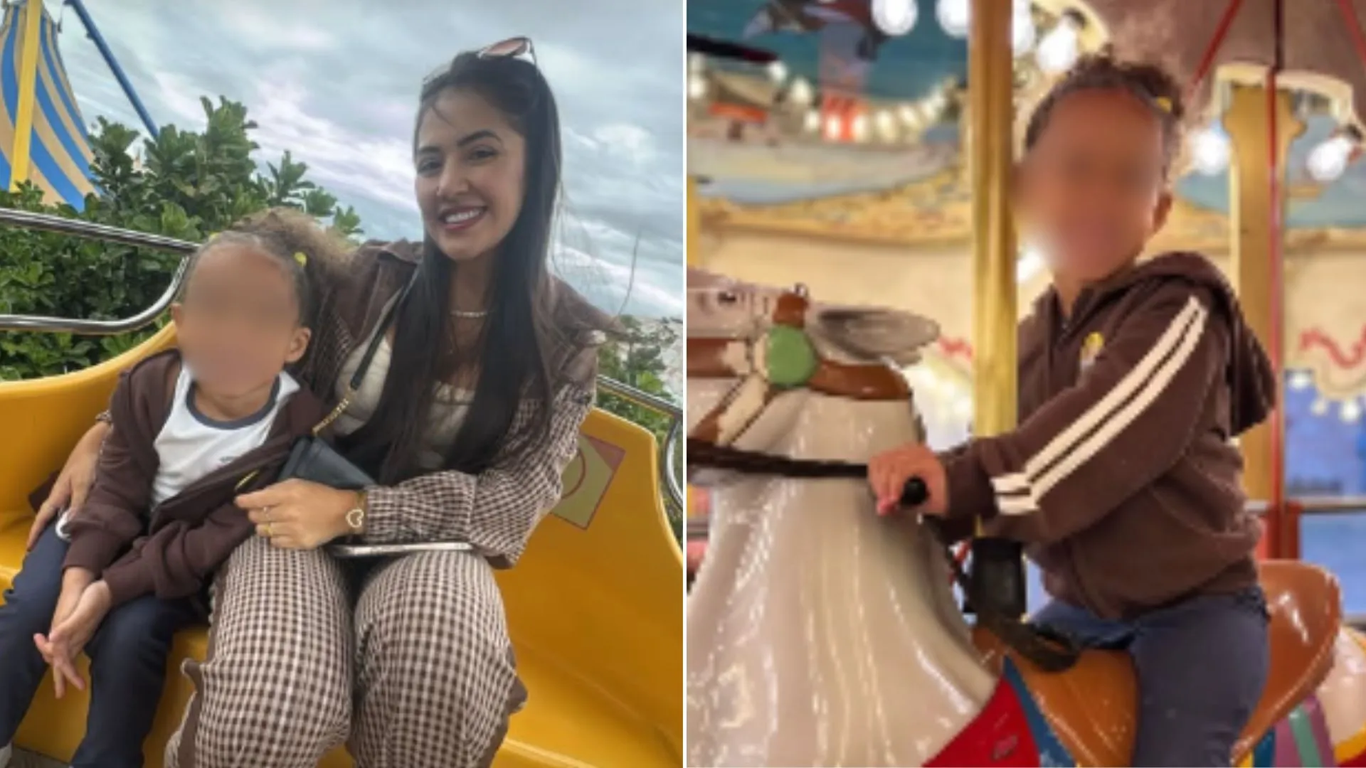Ana Carla, Sophia e Cristian aproveitaram os brinquedos do parque