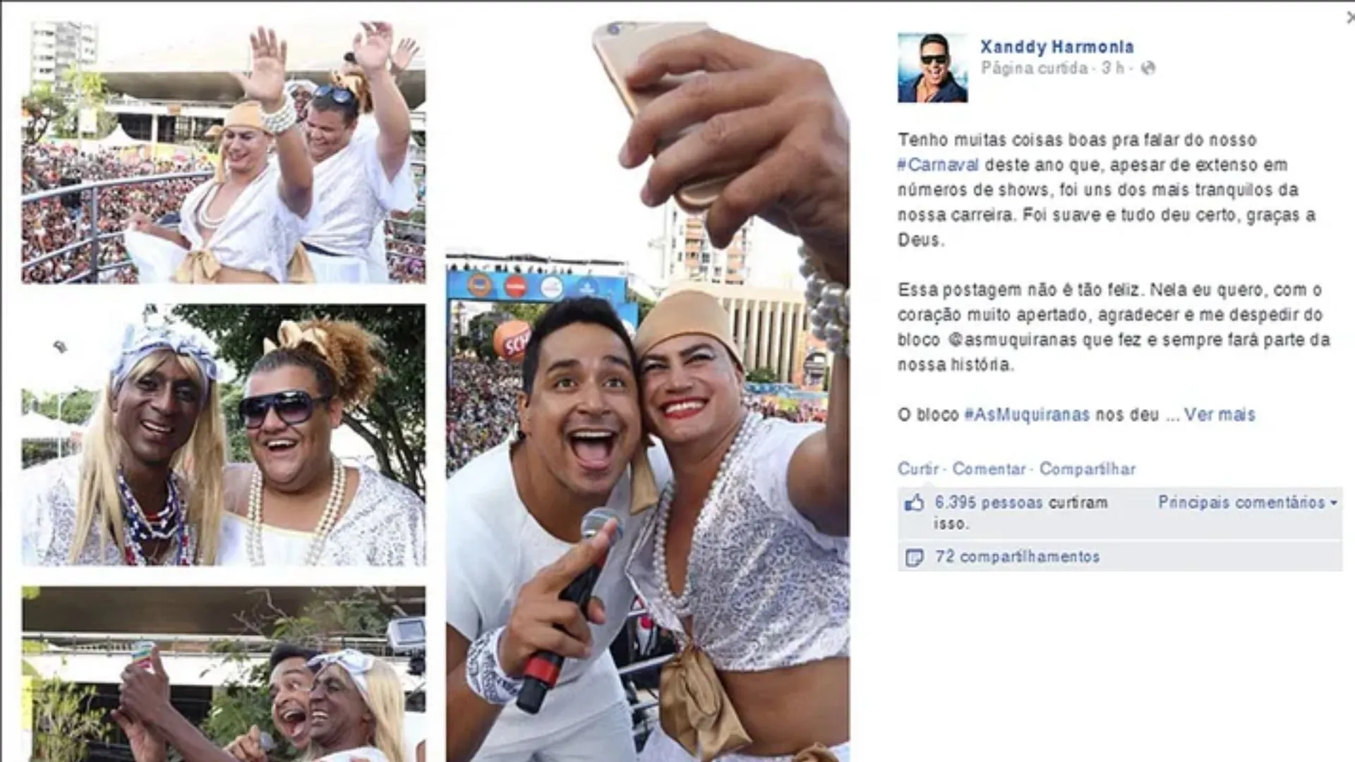 Xanddy saiu do bloco As Muquiranas em 2015