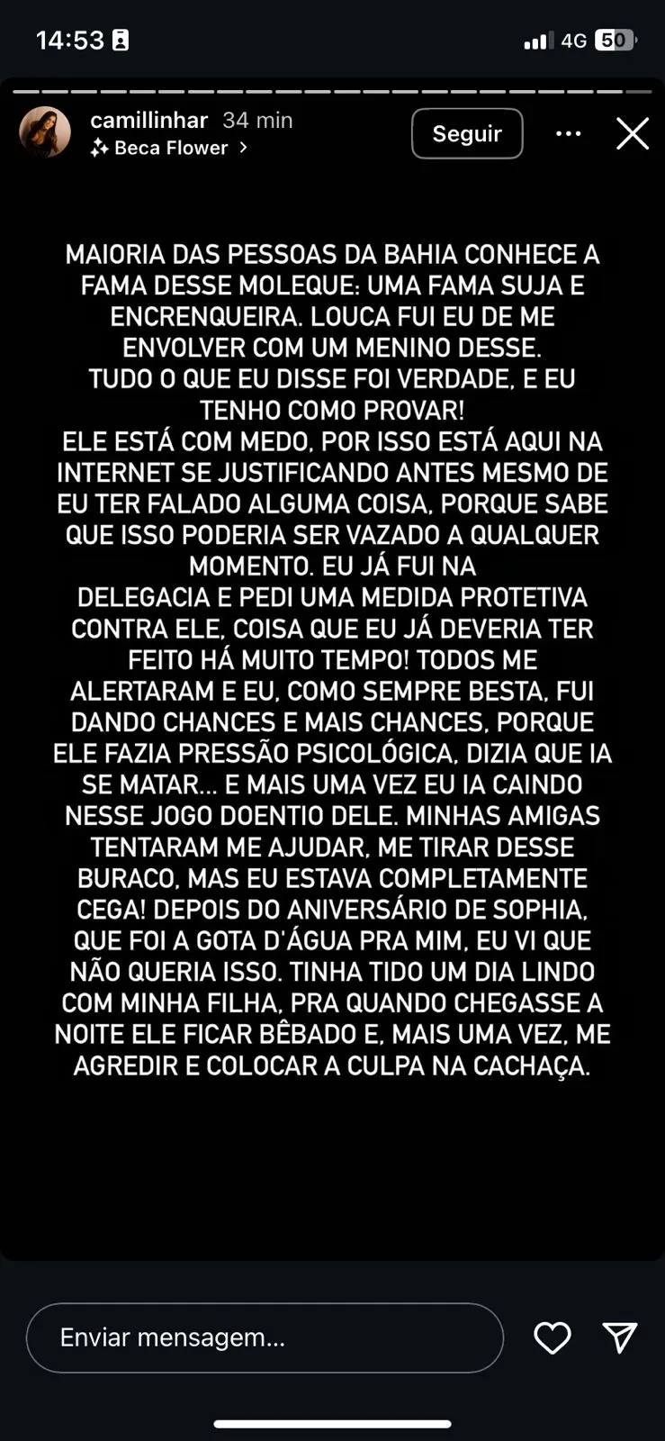 Imagem ilustrativa da imagem Ex-namorada de Cristian Bell registra B.O após ser agredida