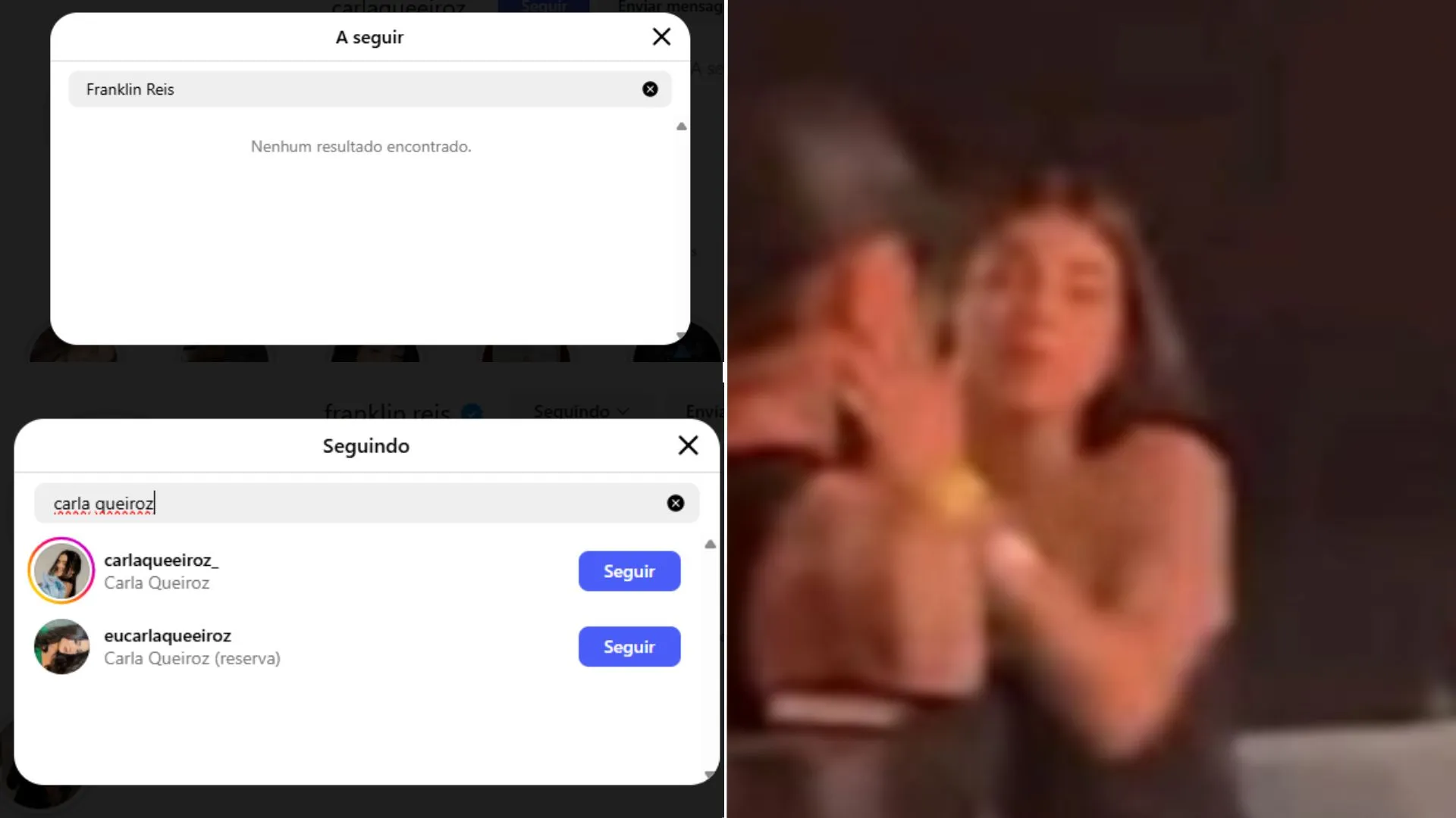 Carla Queiroz deu unfollow em Franklin, e ele foi visto com outra mulher