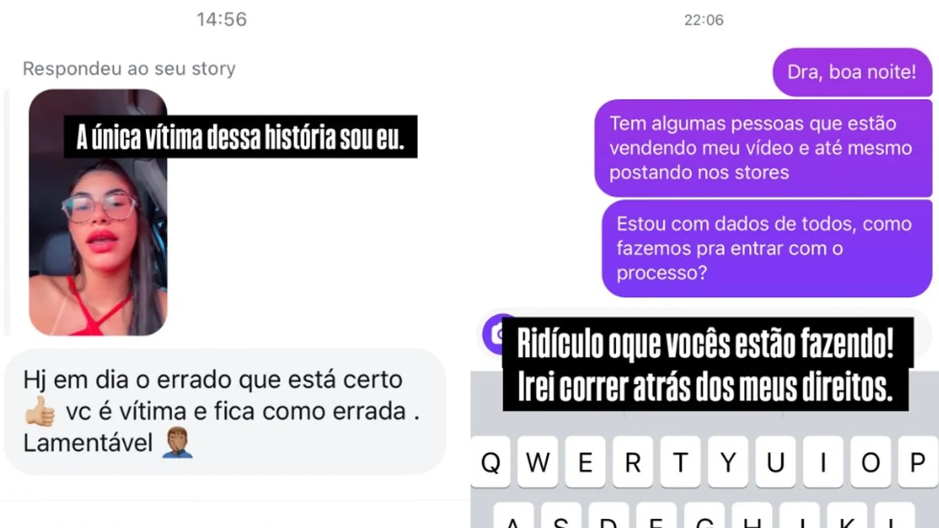Publicações feitas nos stories do perfil de Jennifer