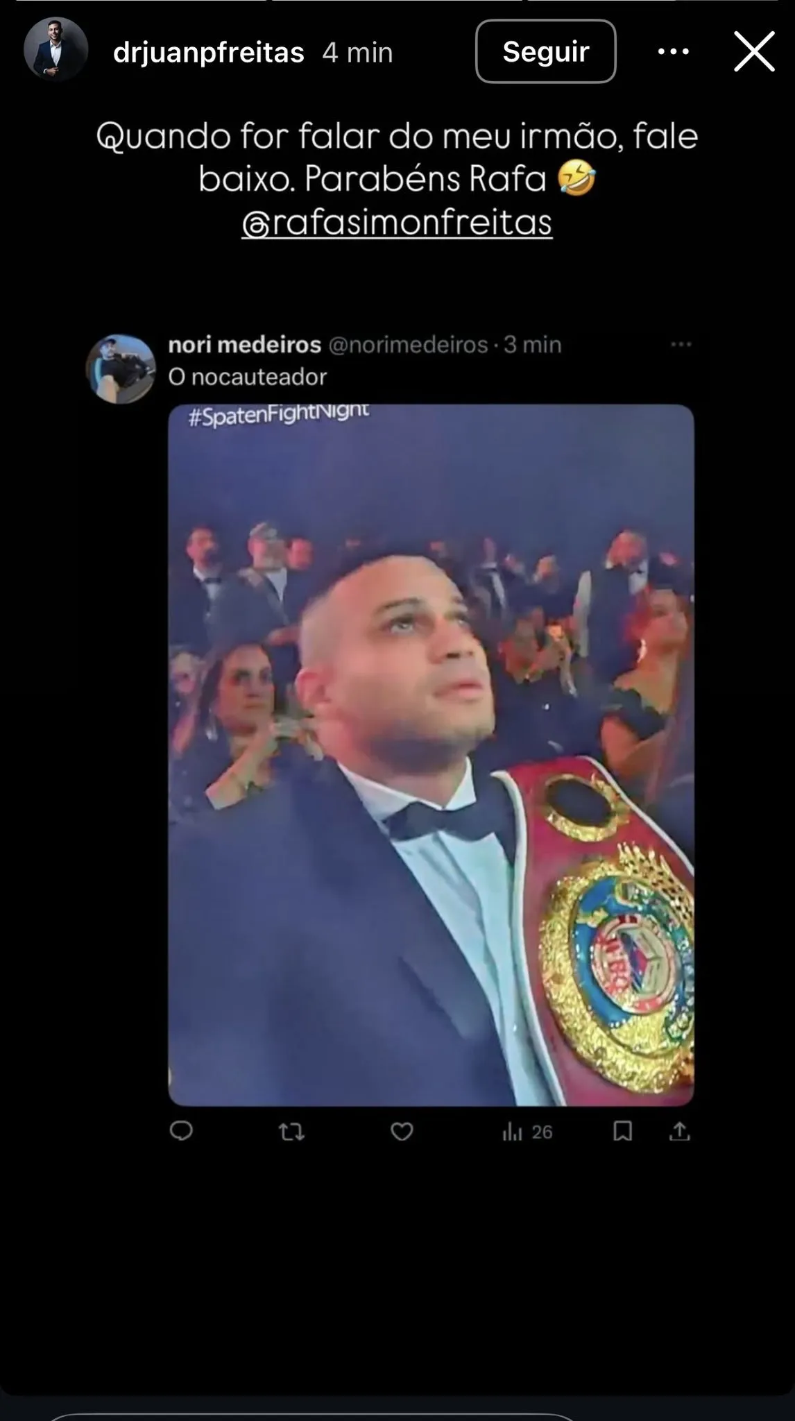 Juan Freitas fala do irmão, Rafael Freitas, que teria acertado Wanderlei Silva