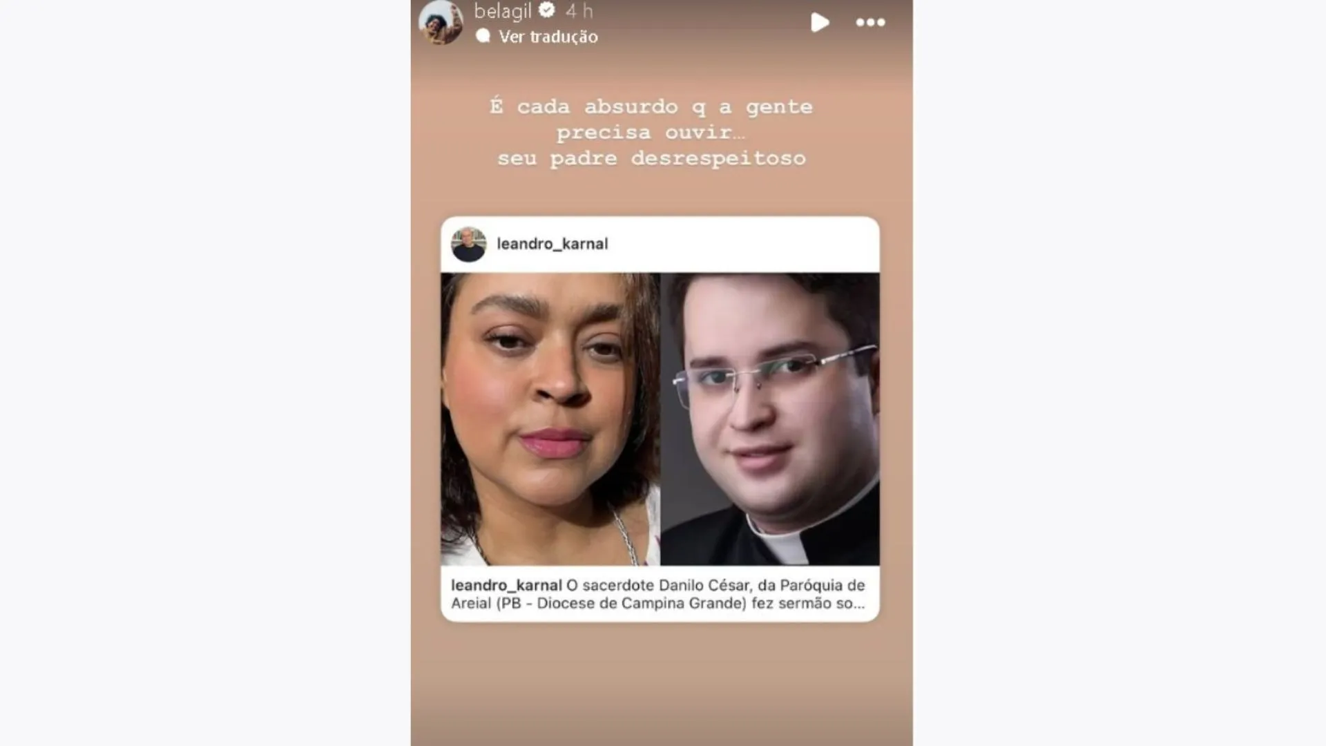 Imagem ilustrativa da imagem Padre é denunciado por fala sobre Preta: "Cadê o poder desses Orixás?"