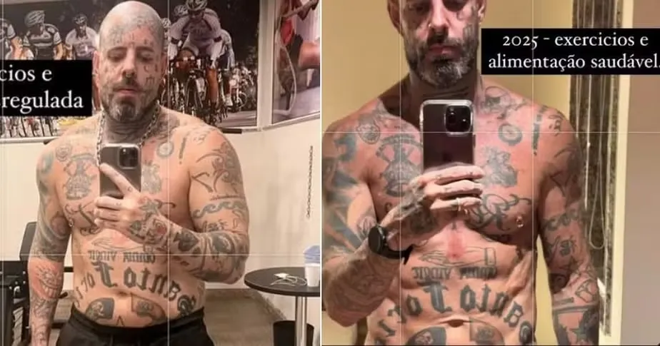 Antes e depois do artista