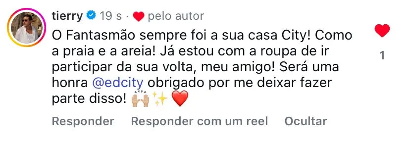 Tierry responde ao convide para o Fantasmão