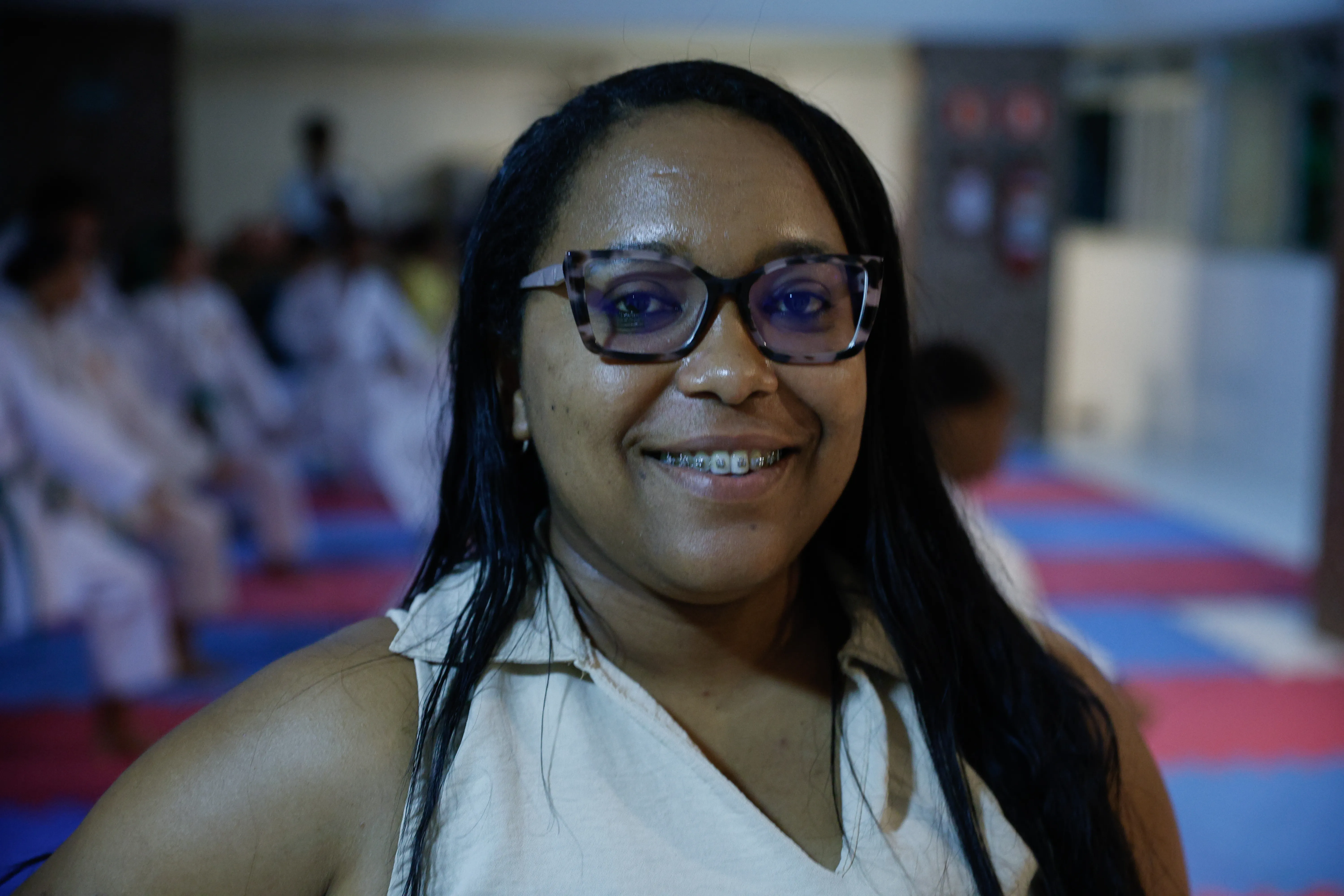 Taiana Gabriela, mamãe de Dandara, que pratica esporte