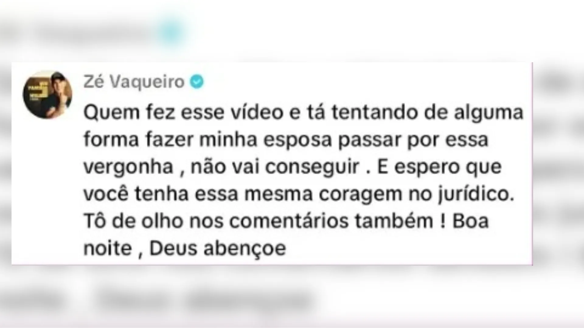 Zé Vaqueiro em vídeo excluído