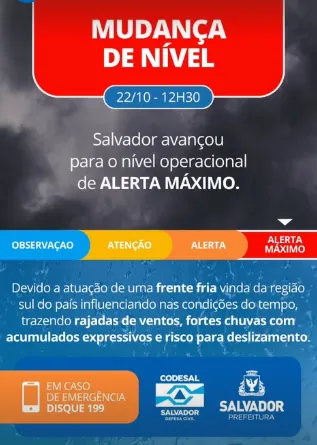 Imagem ilustrativa da imagem Mais de 10 comunidades têm sirenes acionadas em Salvador