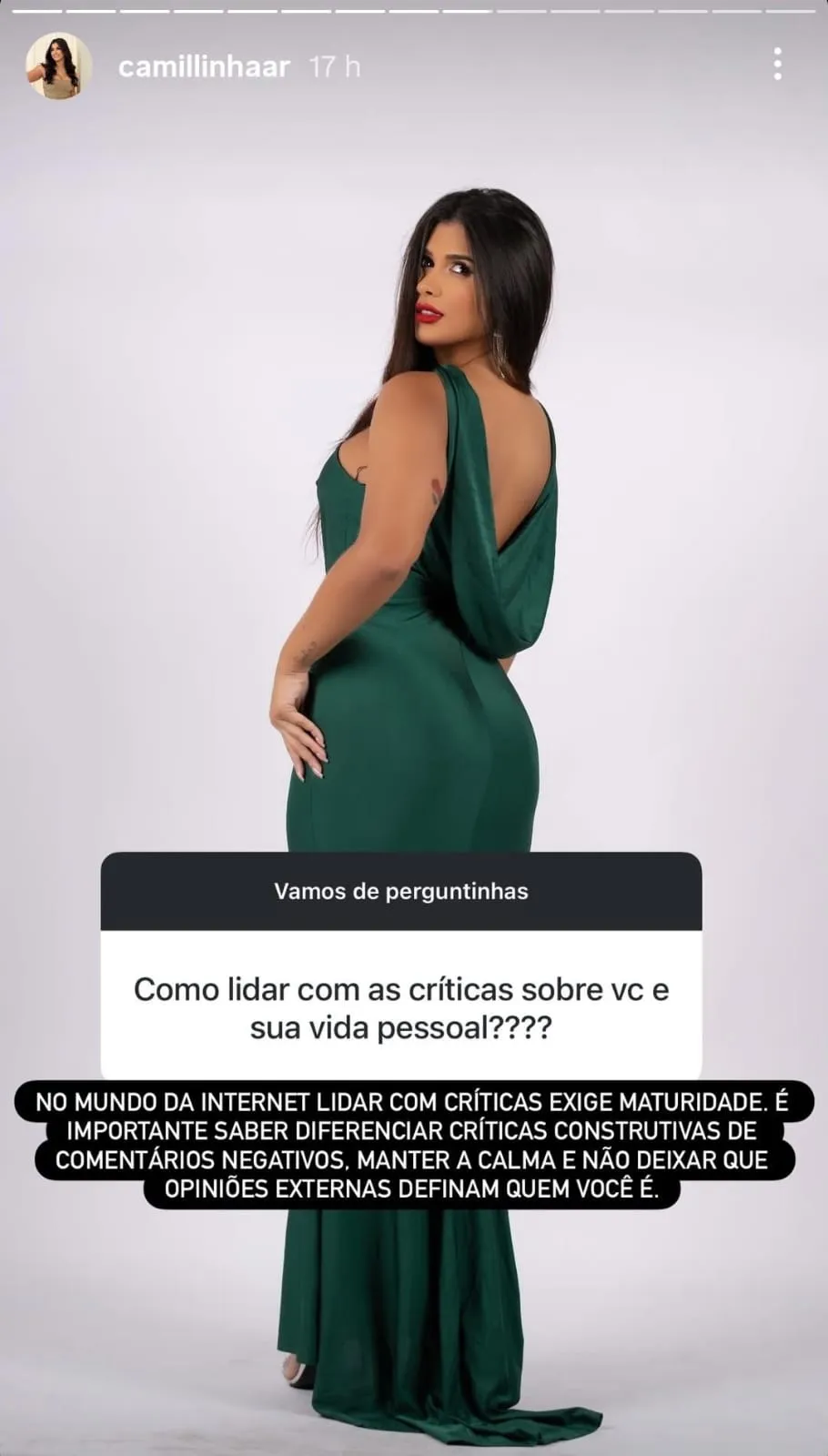 Imagem ilustrativa da imagem Após polêmica, Camilinha revela 'remédio' para críticas