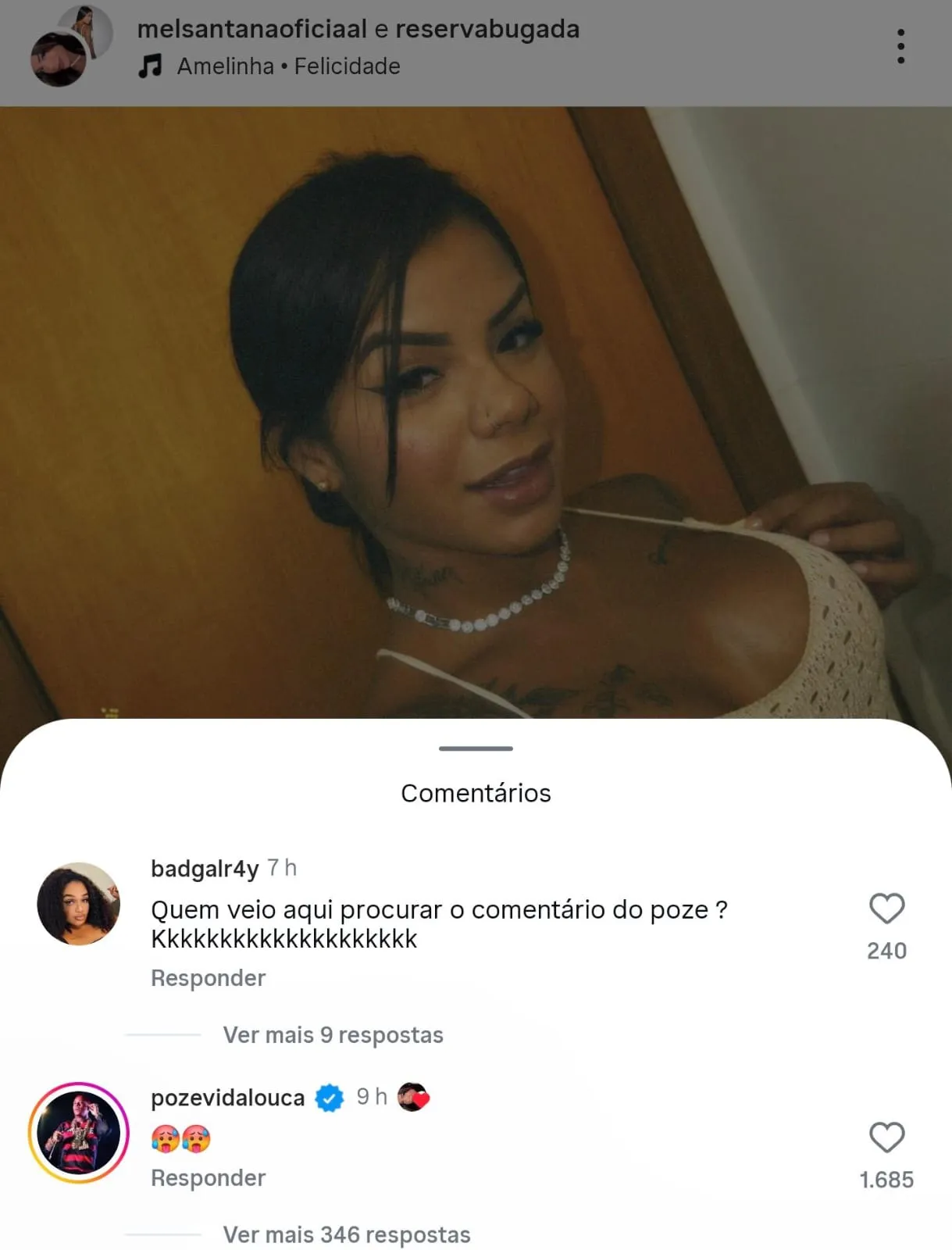 Seguidores notaram aproximação entre Poze e Mel Bugada