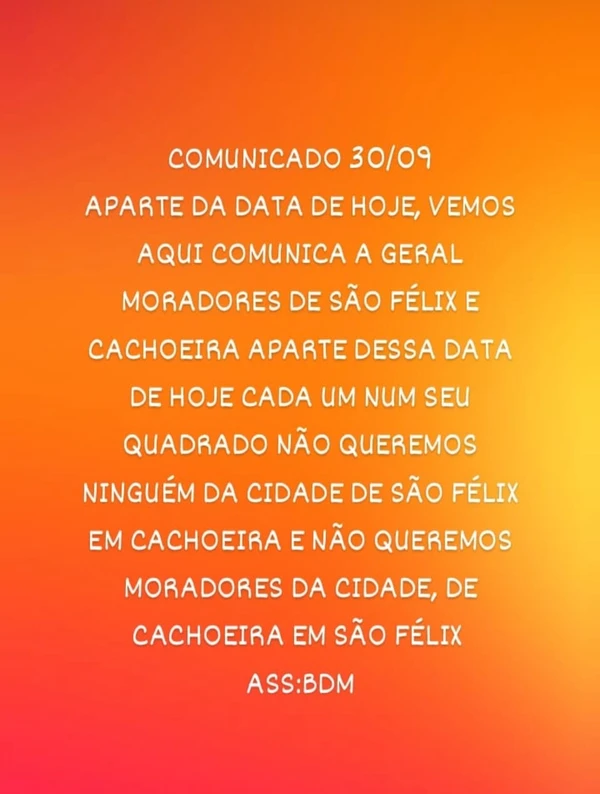 Suposto comunicado do BDM