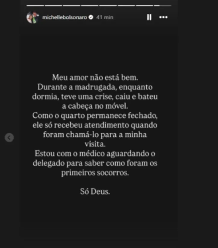 Publicação de Michelle Bolsonaro no Instagram