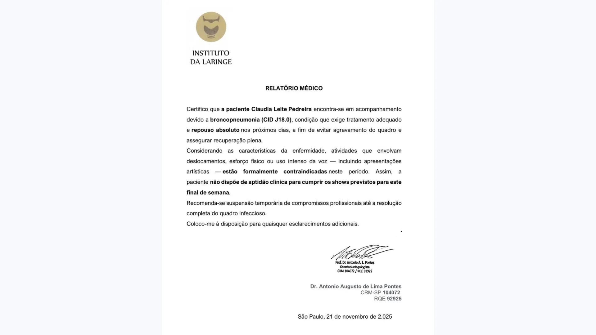 Imagem ilustrativa da imagem Claudia Leitte cancela shows após problemas de saúde: "Triste"